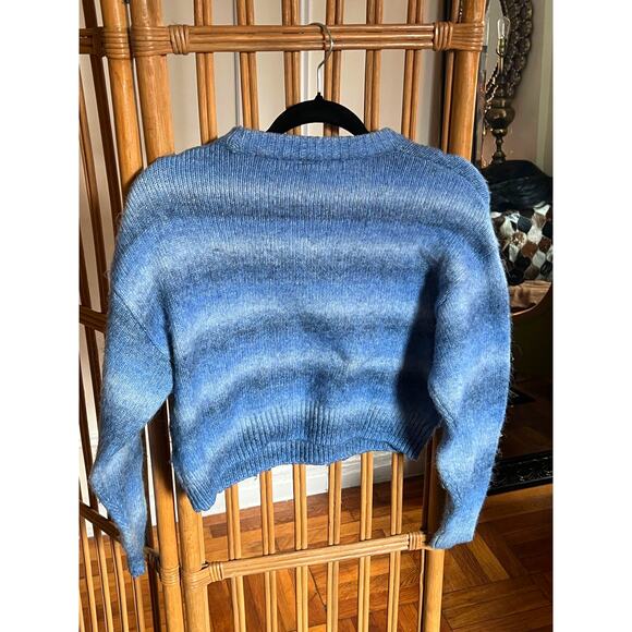 H&M Mohair Effect Cropped Blue Ombre Sweater - Picture 2 of 4